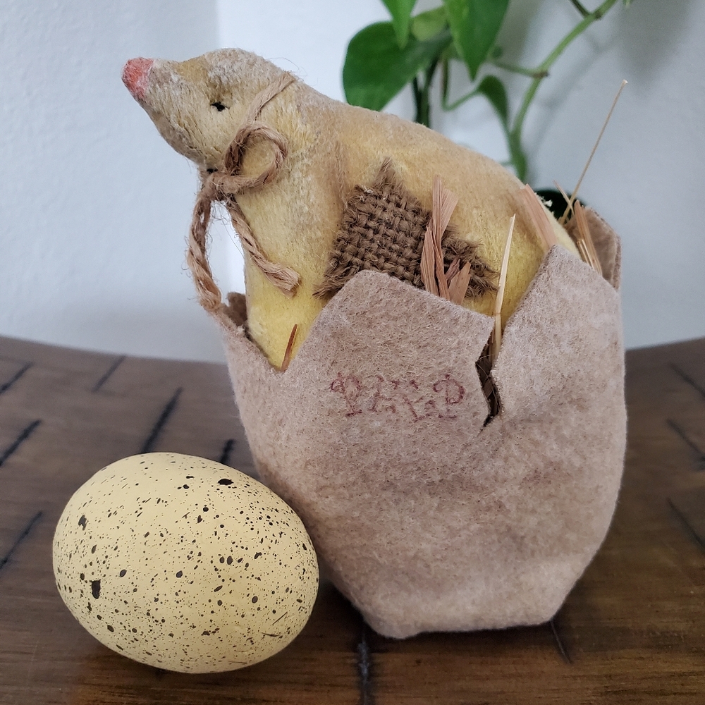 Handmade Grunged Fabric Peep Chick Broken Egg Shell Rustic Country Decor